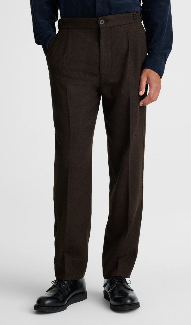 Madewell | NWT Officer Wool Blend Pleated Pants Chocolate Brown | Sz 29